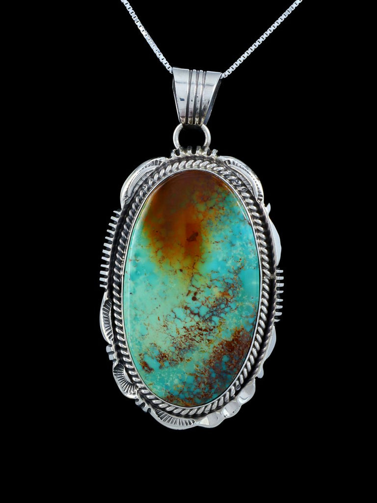 Native American Jewelry Patagonia Turquoise Sterling Silver Pendant - PuebloDirect.com