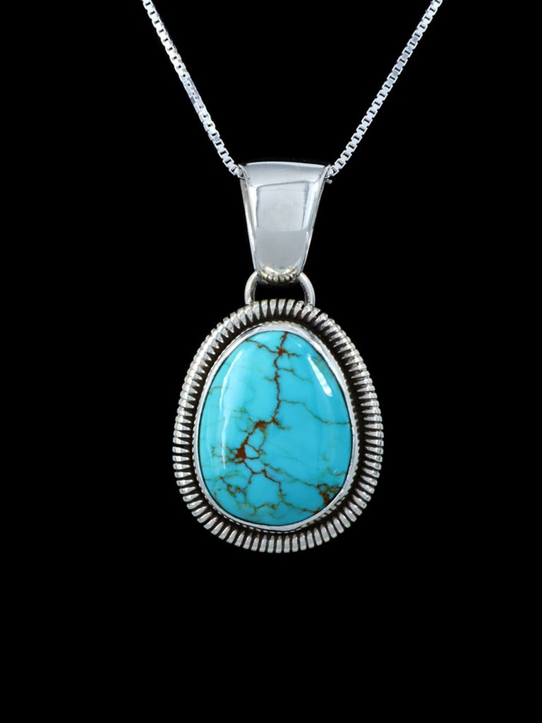Native American Sterling Silver Tyrone Turquoise Pendant - PuebloDirect.com