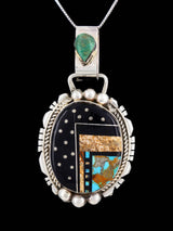 Native American Jewelry Inlay Black Jet Night Sky Pendant - PuebloDirect.com