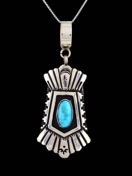 Native American Turquoise and Silver Overlay Pendant - PuebloDirect.com