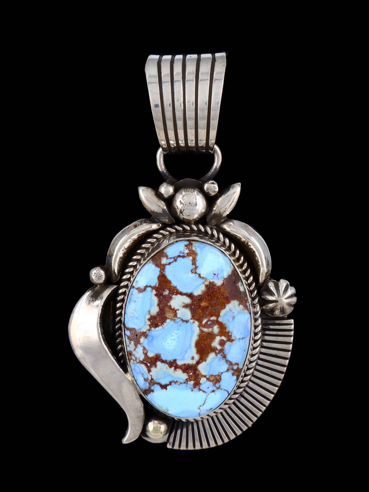 Native American Golden Hill Turquoise Sterling Silver Pendant - PuebloDirect.com