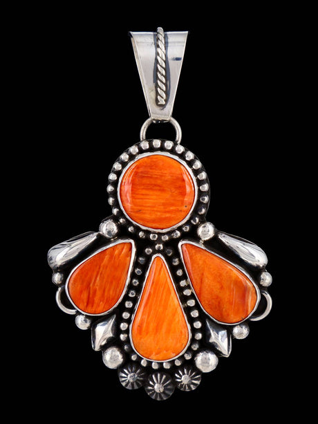 Native American Jewelry Orange Spiny Oyster Pendant - PuebloDirect.com