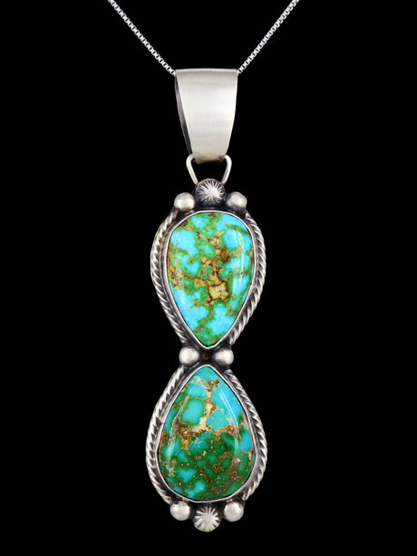 Navajo Sonoran Gold Turquoise Sterling Silver Pendant - PuebloDirect.com