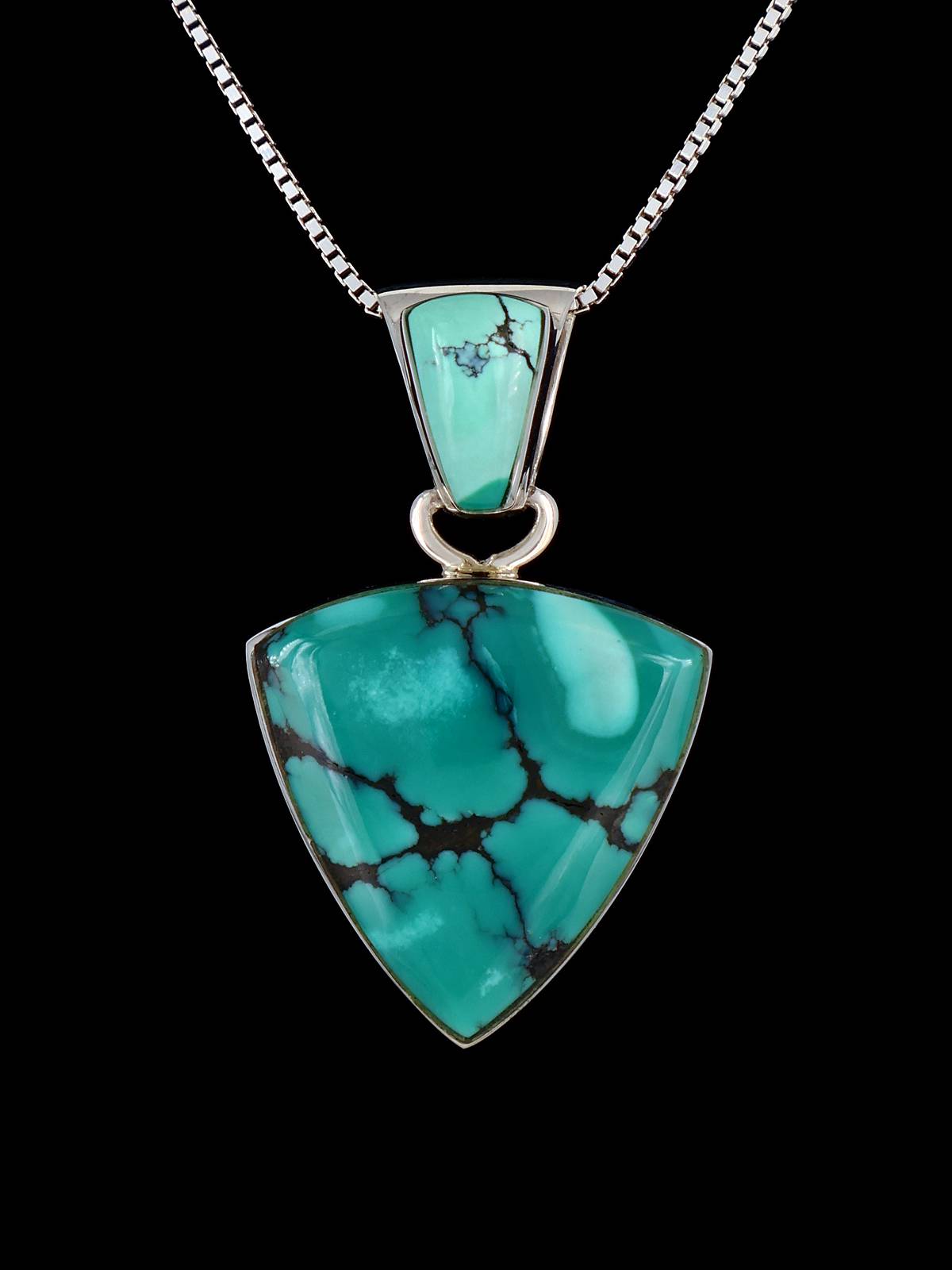 Native American Sterling Silver Cloud Mountain Turquoise Pendant - PuebloDirect.com