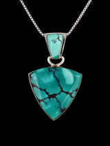 Native American Sterling Silver Cloud Mountain Turquoise Pendant - PuebloDirect.com