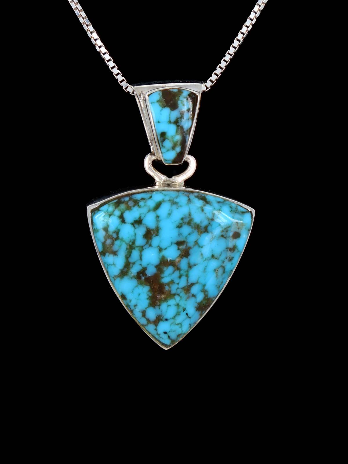 Native American Sterling Silver Prince Turquoise Pendant - PuebloDirect.com