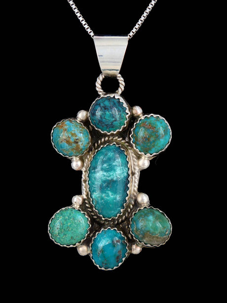 Native American Turquoise Sterling Silver Pendant - PuebloDirect.com