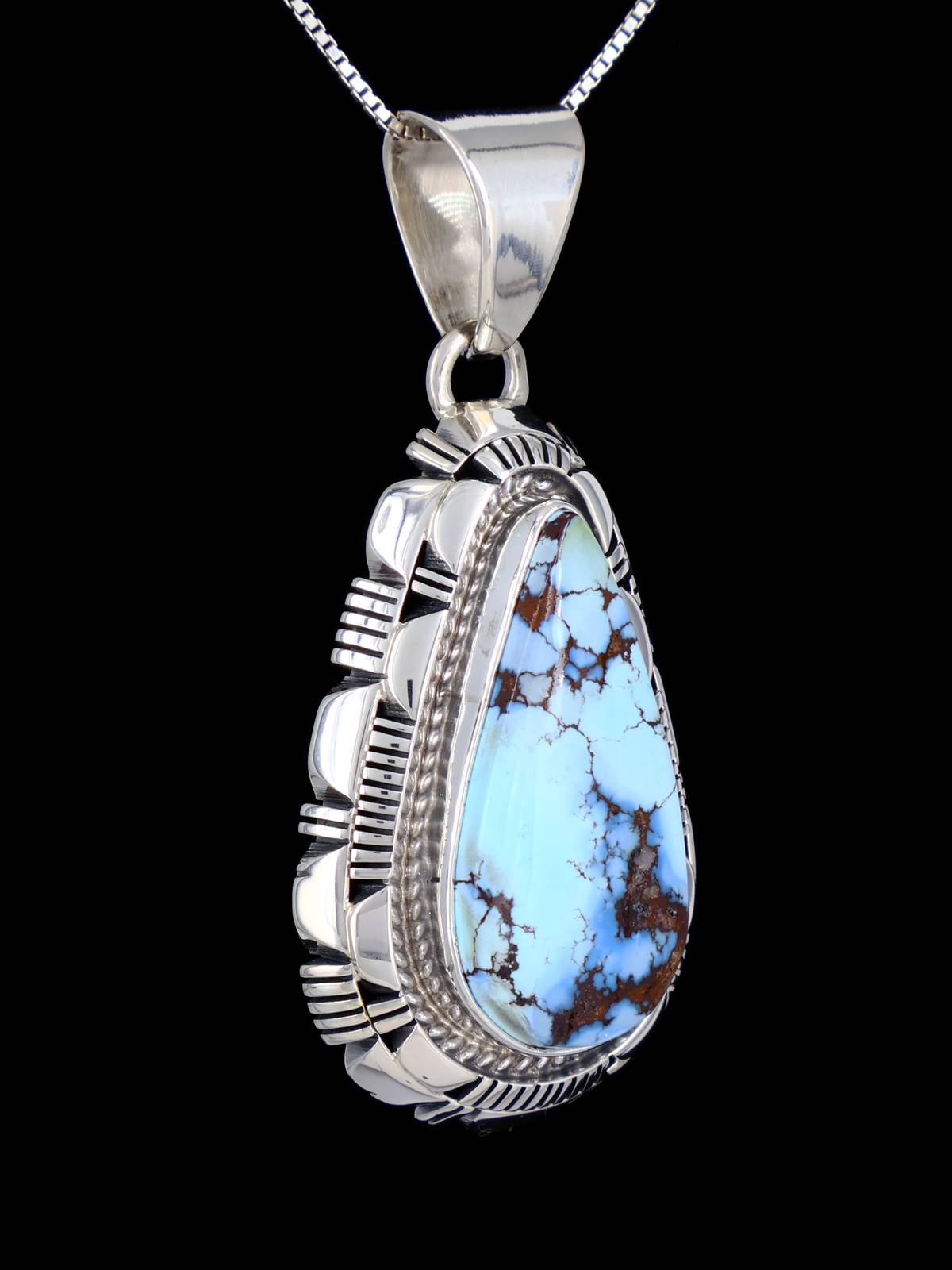 Sterling Silver Natural Golden Hill Turquoise Navajo Pendant