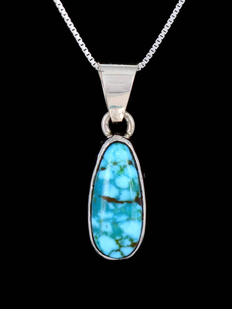 Native American Sterling Silver Kingman Turquoise Pendant - PuebloDirect.com