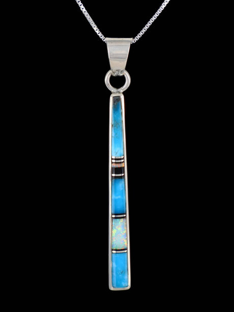 Native American Turquoise and Opalite Inlay Pendant - PuebloDirect.com