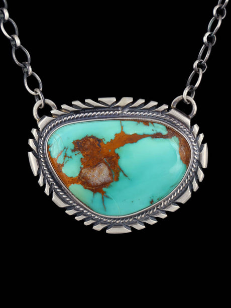 Native American Sterling Silver Jewelry Royston Turquoise Necklace - PuebloDirect.com