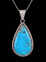 Estate Southwest Jewelry Sterling Silver Natural Turquoise Pendant - PuebloDirect.com