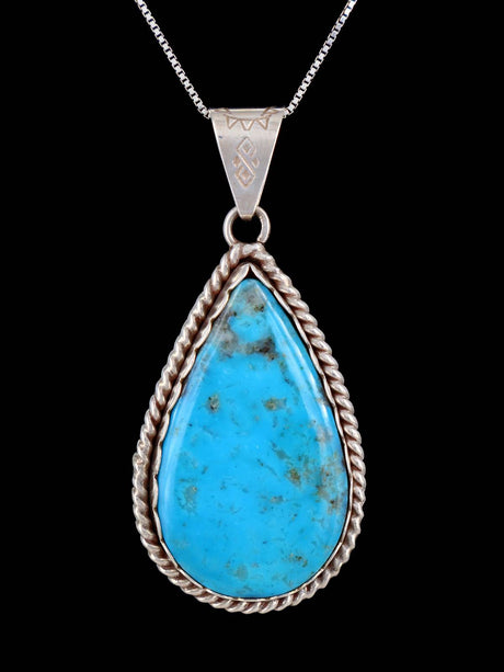 Estate Southwest Jewelry Sterling Silver Natural Turquoise Pendant - PuebloDirect.com