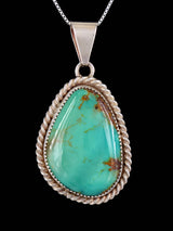 Estate Southwest Jewelry Sterling Silver Natural Turquoise Pendant - PuebloDirect.com