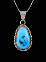 Estate Southwest Jewelry Sterling Silver Natural Turquoise Pendant - PuebloDirect.com