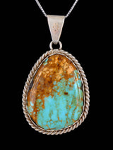 Estate Southwest Jewelry Sterling Silver Natural Turquoise Pendant - PuebloDirect.com