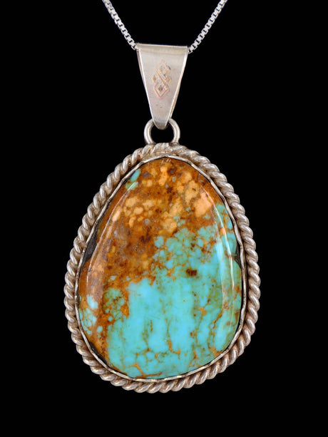 Estate Southwest Jewelry Sterling Silver Natural Turquoise Pendant - PuebloDirect.com