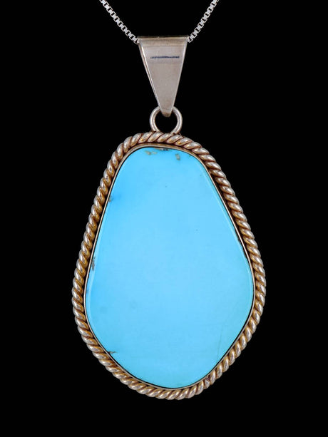 Estate Southwest Jewelry Sterling Silver Natural Sleeping Beauty Turquoise Pendant - PuebloDirect.com