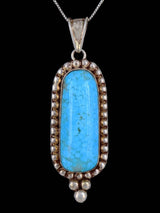 Estate Southwest Jewelry Sterling Silver Natural Kingman Turquoise Pendant - PuebloDirect.com
