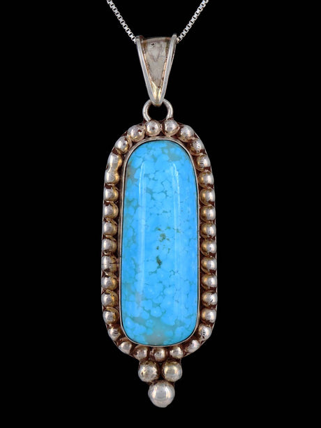Estate Southwest Jewelry Sterling Silver Natural Kingman Turquoise Pendant - PuebloDirect.com