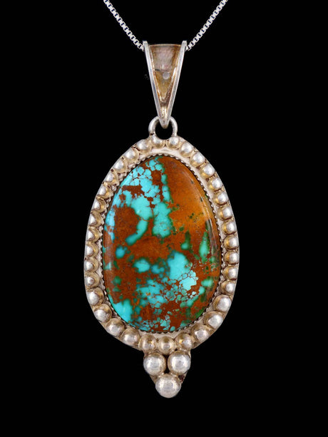 Estate Southwest Jewelry Sterling Silver Natural Royston Turquoise Pendant - PuebloDirect.com