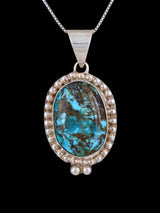 Estate Southwest Jewelry Sterling Silver Natural Turquoise Pendant - PuebloDirect.com