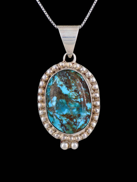 Estate Southwest Jewelry Sterling Silver Natural Turquoise Pendant - PuebloDirect.com