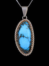 Estate Southwest Jewelry Sterling Silver Natural Cloud Mountain Turquoise Pendant - PuebloDirect.com