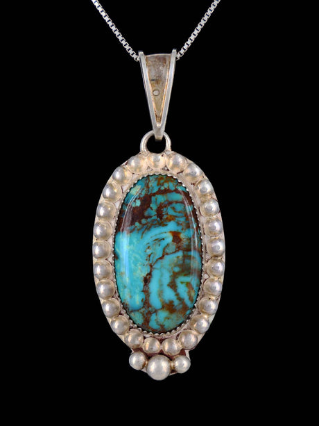 Estate Southwest Jewelry Sterling Silver Natural Turquoise Pendant - PuebloDirect.com
