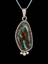 Estate Southwest Jewelry Sterling Silver Natural Turquoise Pendant - PuebloDirect.com