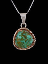 Estate Southwest Jewelry Sterling Silver Natural Turquoise Pendant - PuebloDirect.com