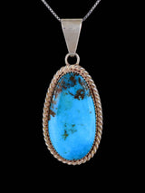 Estate Southwest Jewelry Sterling Silver Natural Turquoise Pendant - PuebloDirect.com