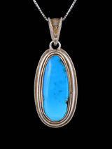 Estate Southwest Jewelry Sterling Silver Natural Turquoise Pendant - PuebloDirect.com