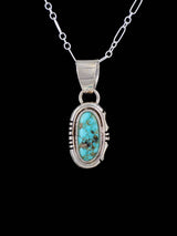 Native American Jewelry Sterling Silver Dry Creek Turquoise Pendant - PuebloDirect.com