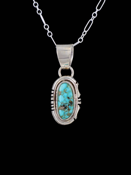 Native American Jewelry Sterling Silver Dry Creek Turquoise Pendant - PuebloDirect.com