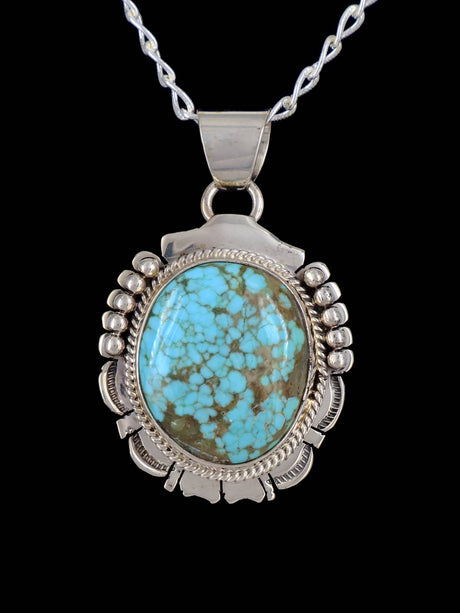 Native American Jewelry Sterling Silver #8 Turquoise Pendant - PuebloDirect.com