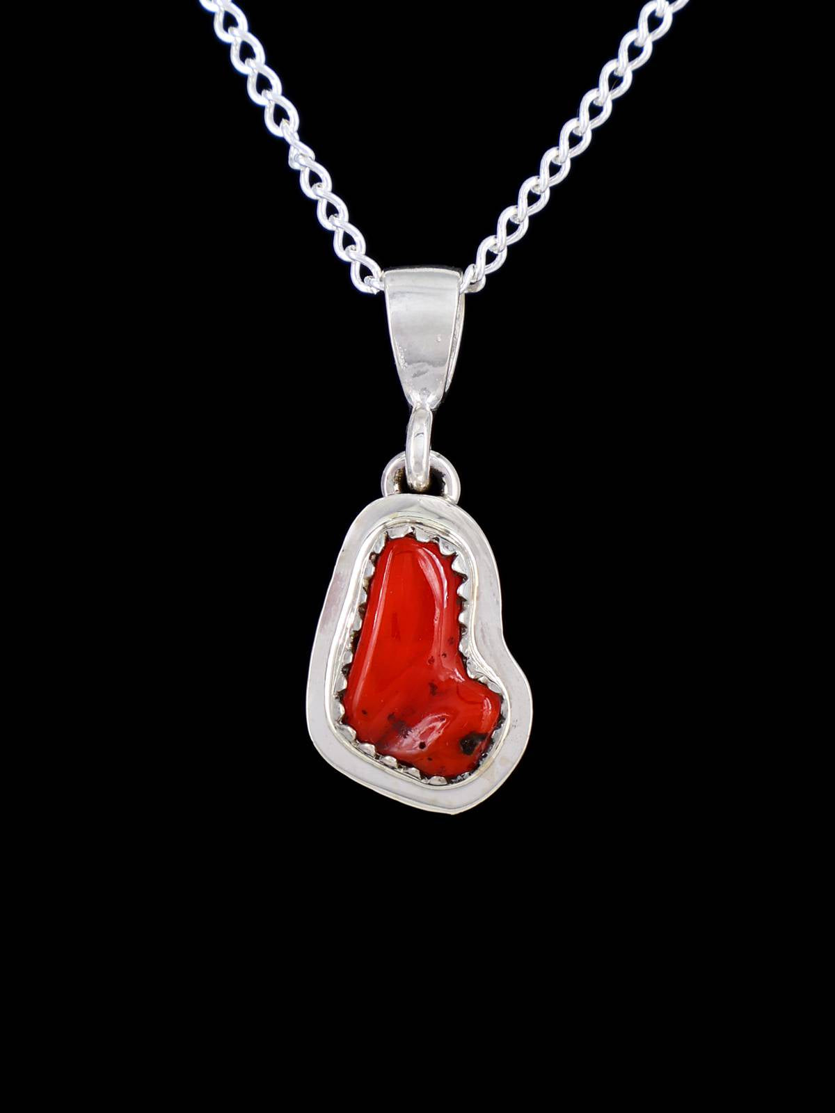 Native American Jewelry Natural Coral Pendant - PuebloDirect.com
