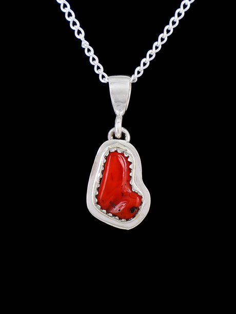 Native American Jewelry Natural Coral Pendant - PuebloDirect.com