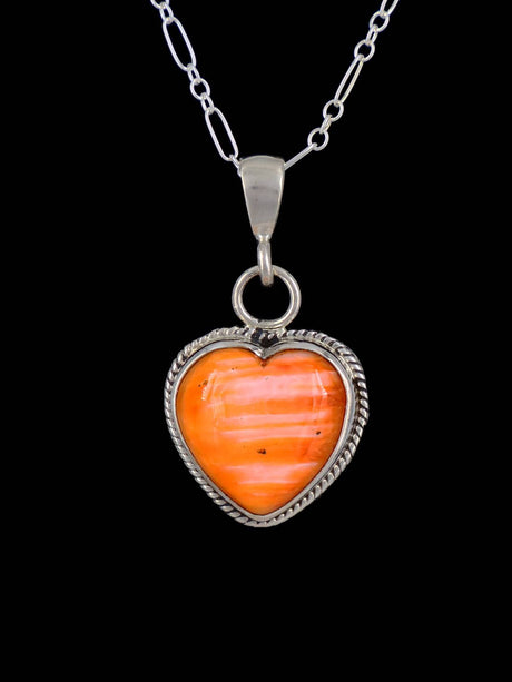 Native American Jewelry Spiny Oyster Heart Pendant - PuebloDirect.com