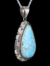 Native American Sterling Silver Natural #8 Turquoise Pendant - PuebloDirect.com