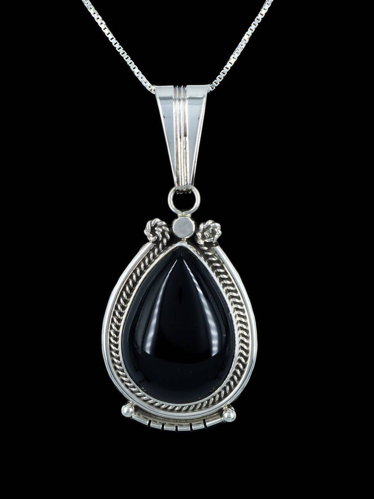 Native American Jewelry Sterling Silver Onyx Pendant - PuebloDirect.com