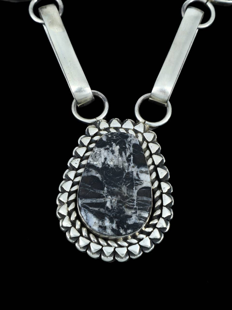 Native American Sterling Silver White Buffalo Necklace - PuebloDirect.com