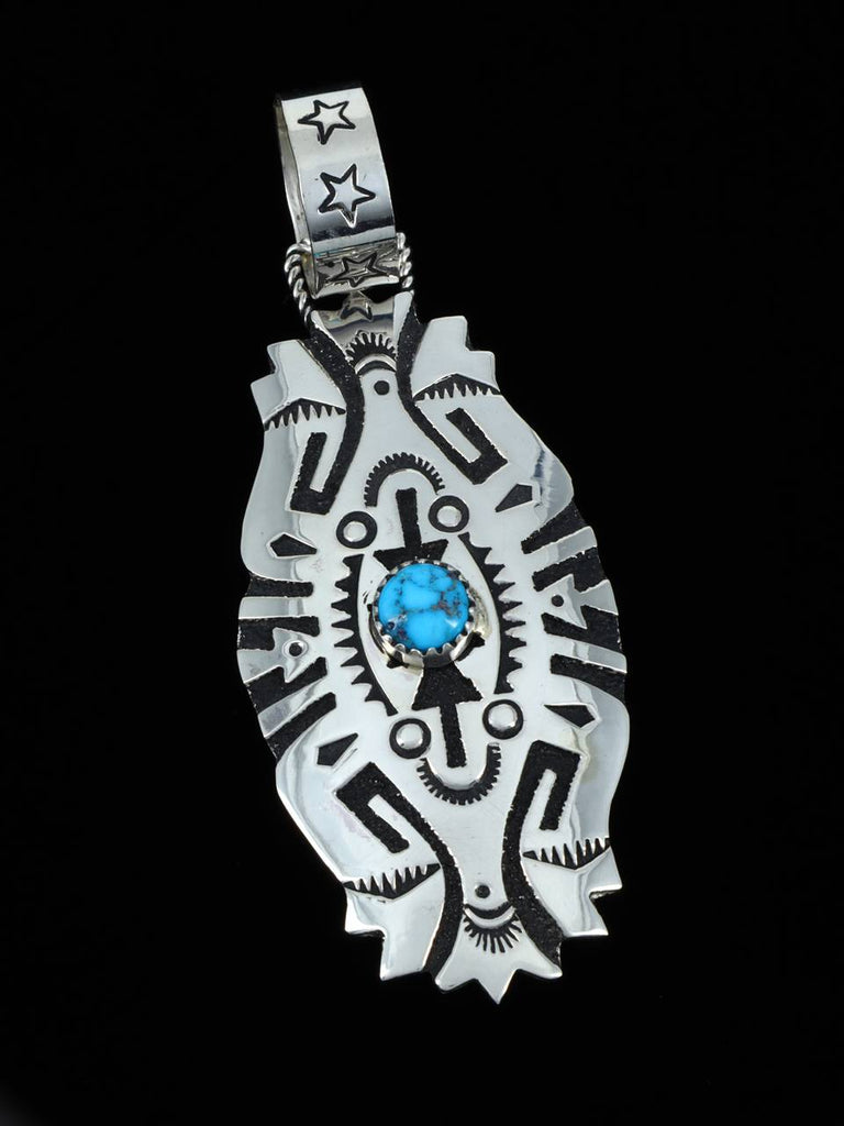 Native American Jewelry Overlay Turquoise Pendant - PuebloDirect.com
