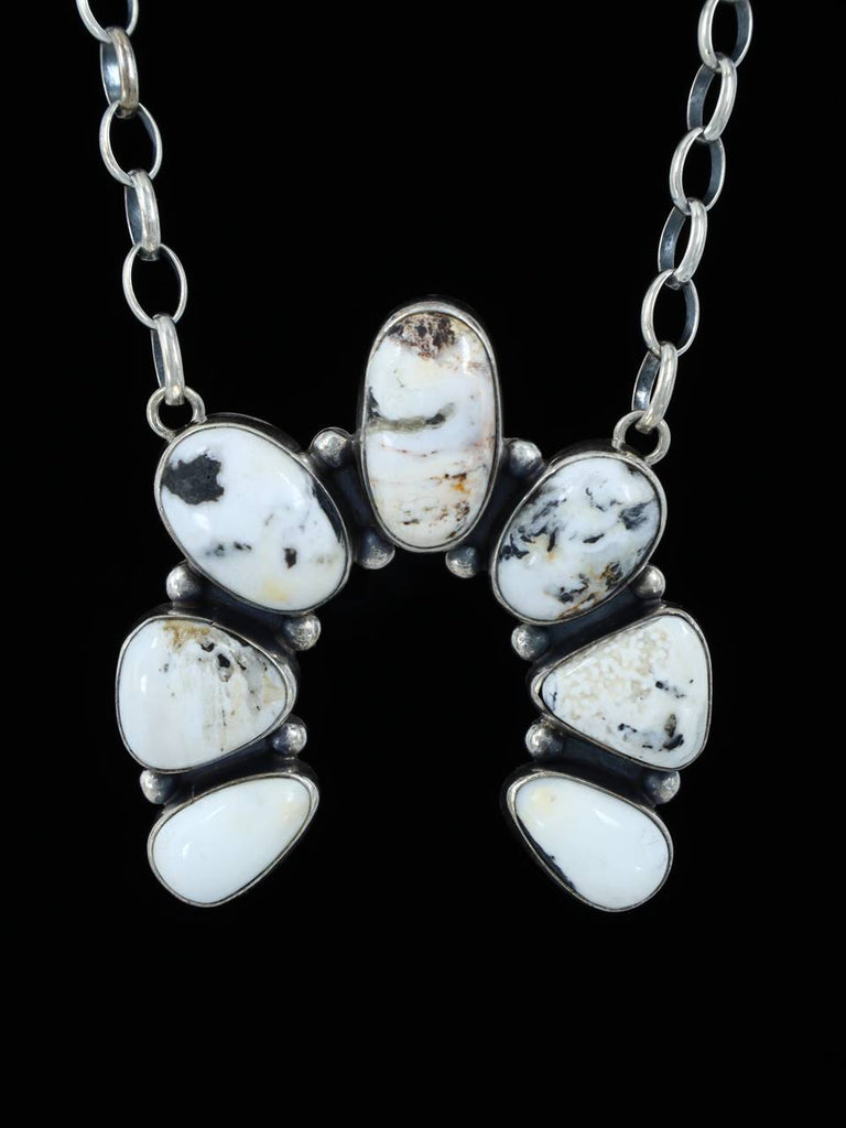 Native American Jewelry Sterling Silver White Buffalo Naja Necklace - PuebloDirect.com