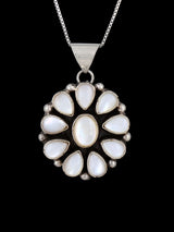 Navajo Sterling Silver Mother of Pearl Cluster Pendant - PuebloDirect.com