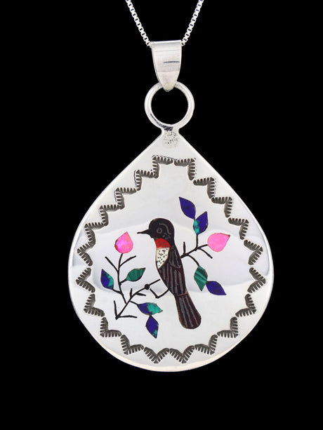 Native American Jewelry Inlay Bird Pendant - PuebloDirect.com