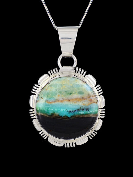 Opalized Petrified Wood Navajo Sterling Silver Pendant K137 - PuebloDirect.com