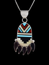 Bear Paw Sterling Silver Zuni Inlay Pendant - PuebloDirect.com