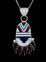 Bear Paw Sterling Silver Zuni Inlay Pendant - PuebloDirect.com