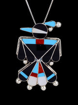 Sterling Silver Zuni Inlay Thunderbird Pin Pendant - PuebloDirect.com